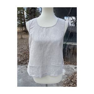 Country Shop Tank Top 100% Linen Scoop Neckline Side Vents Sz 4